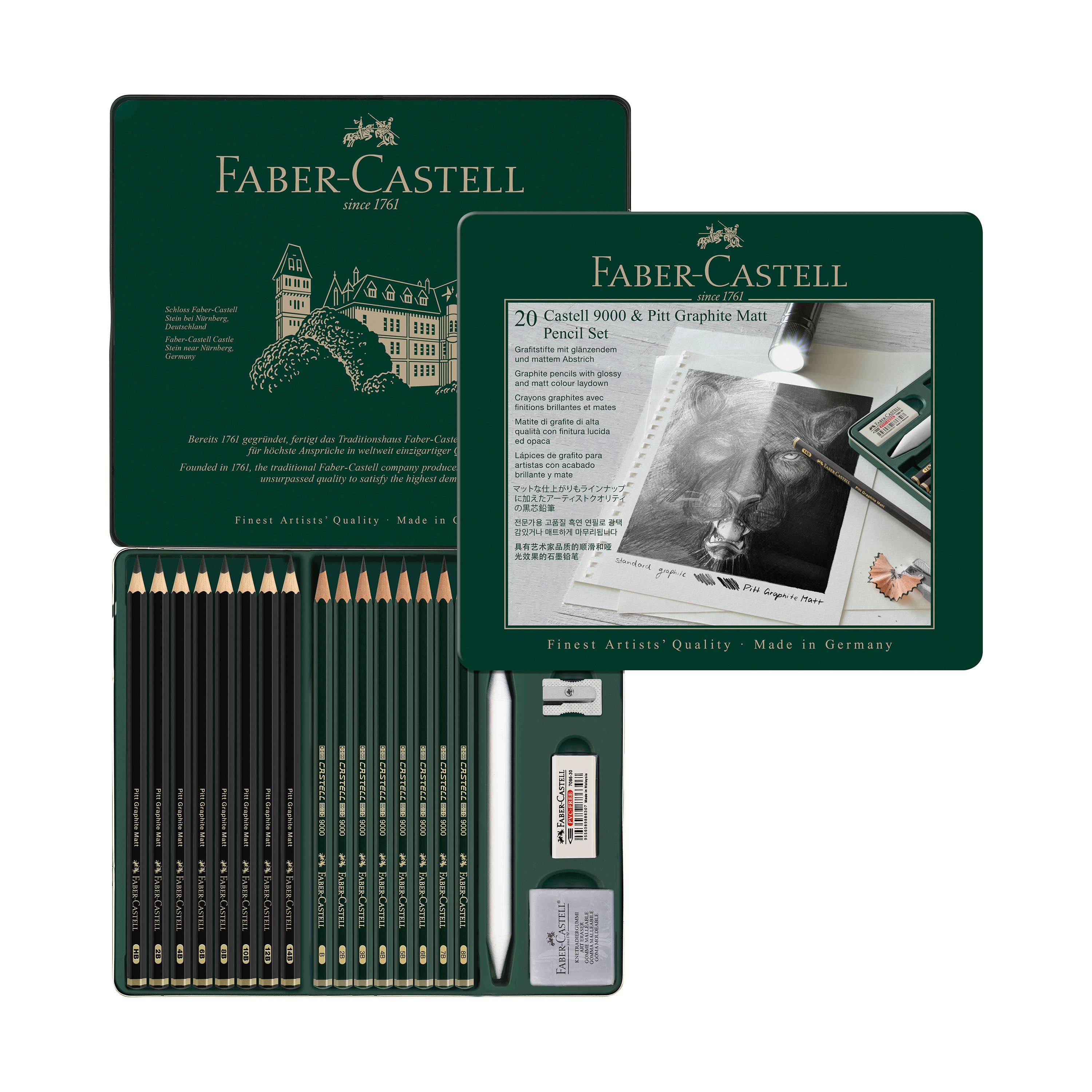 Faber-Castell / Creativity for Kids - Wholesale Pencil - Castell 9000 & Pitt Graphite Matte Pencil Set, Tin of 201