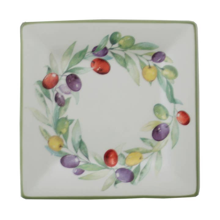 Ceramic Tidbit Plate - Olive Wreath for wholesale by Out of the Woods of Oregon