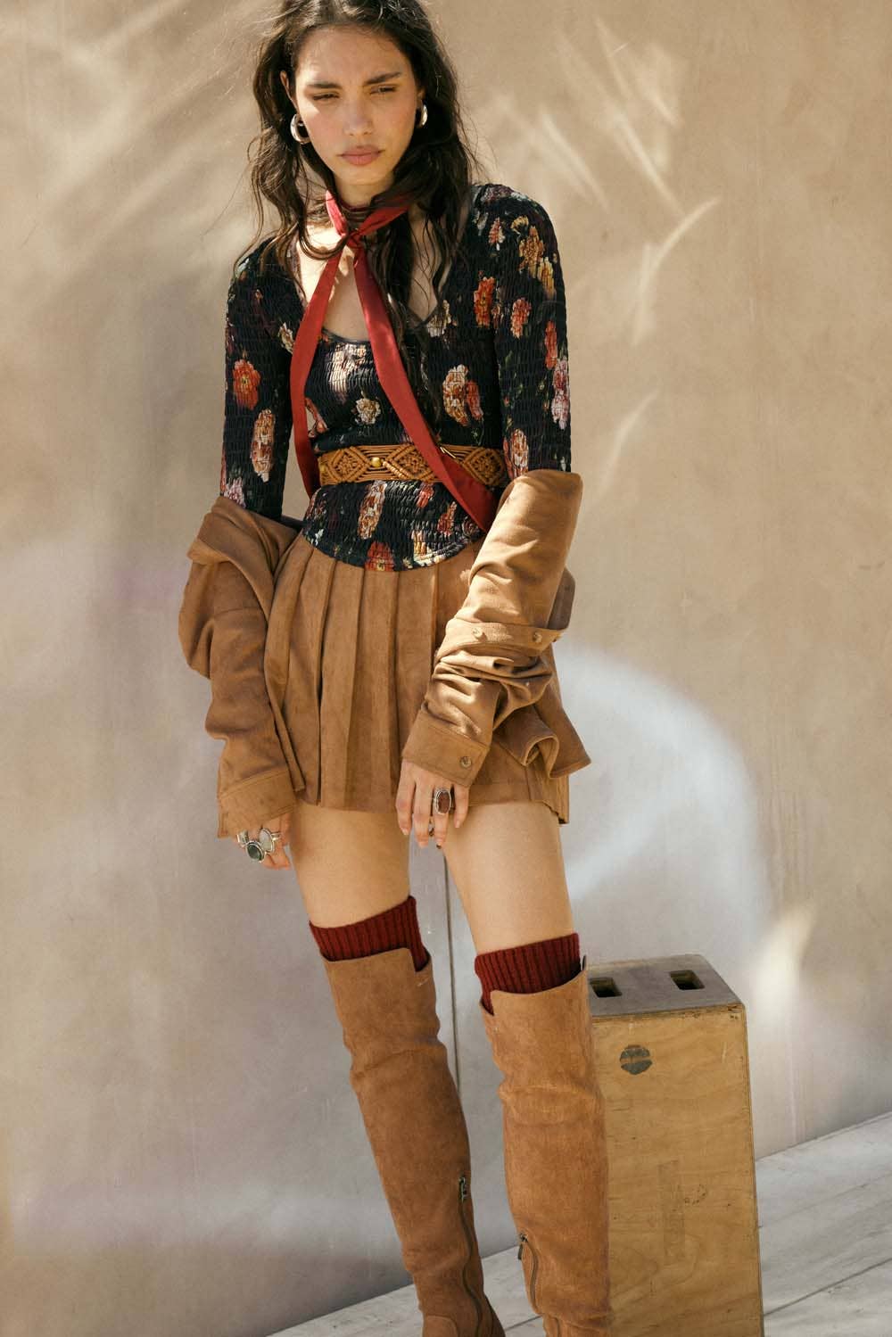 Promesa USA - Wholesale Skirt - Women's - Faux Suede Pleated Mini Skirt9