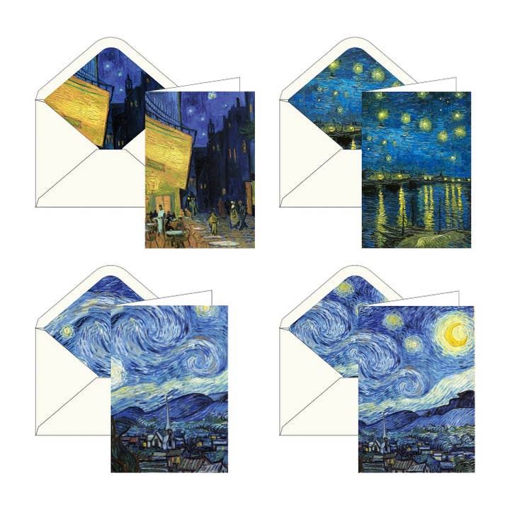 Notecards - van Gogh At Night - Caja de 16 tarjetas y sobres para venta al por mayor de RainCaper
