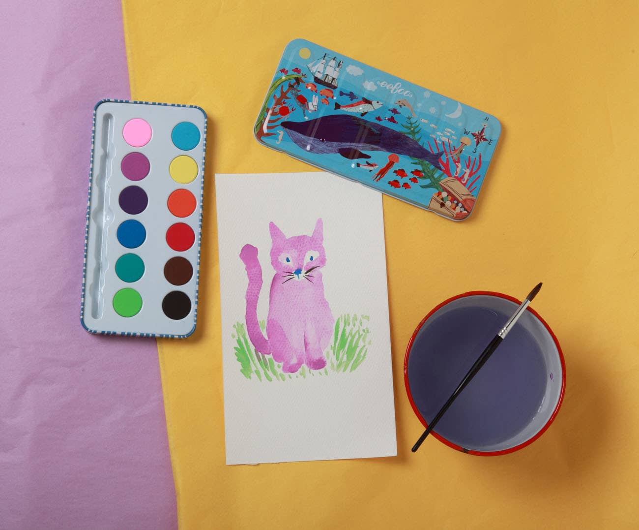 eeBoo - Wholesale Watercolor Paint - In The Sea 12 Watercolors Tin4