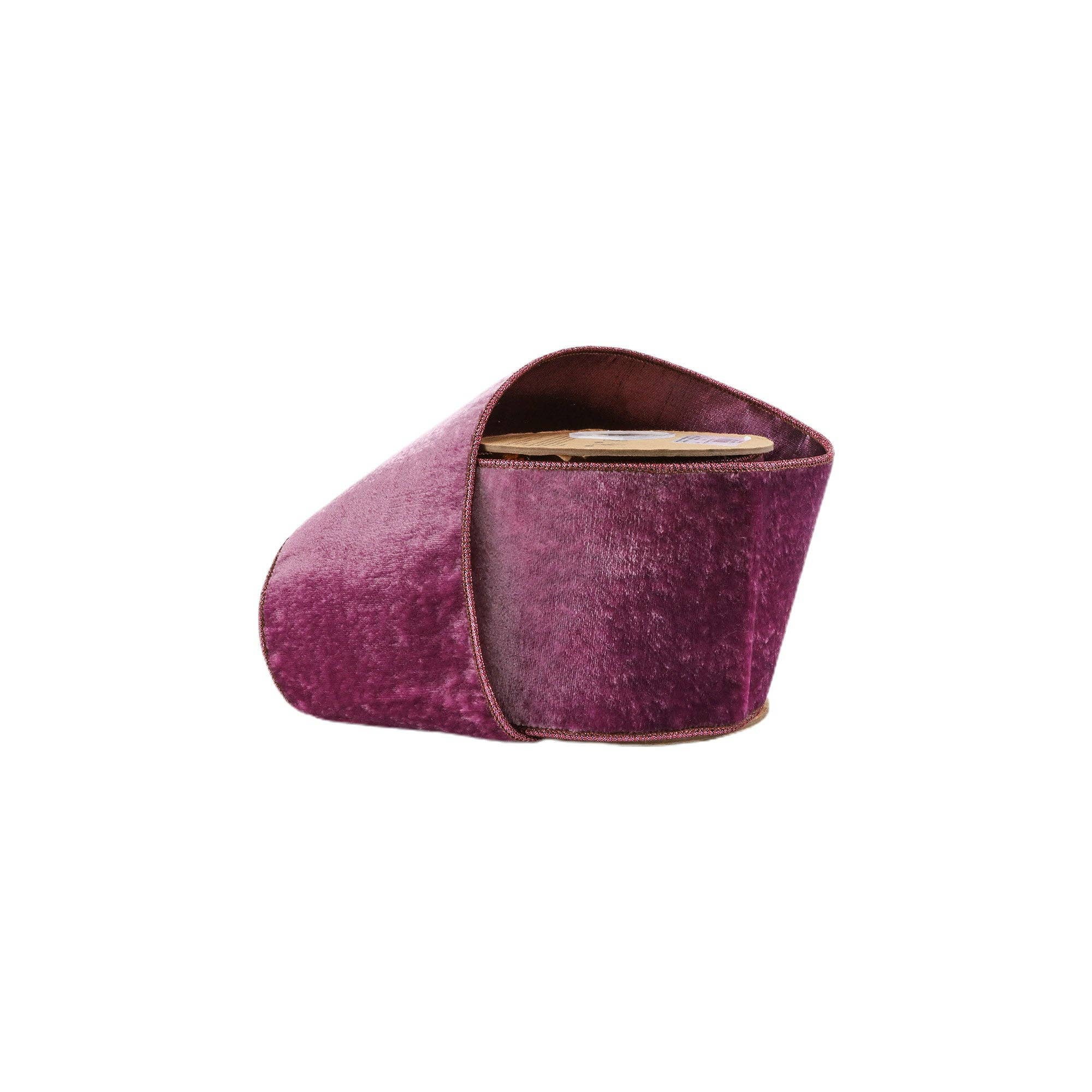 LA Ribbons Wholesale - Wholesale Ribbon - Gift Wrapping - 2 1/2" Wired Premium Velvet Ribbon | Purple w/ Purple Metallic Dupioni Backing | 5 Yard Roll0