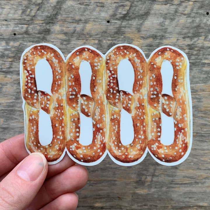 Philadelphia Four Pretzel Vinyl Sticker for wholesale by Meadowbrook Lane