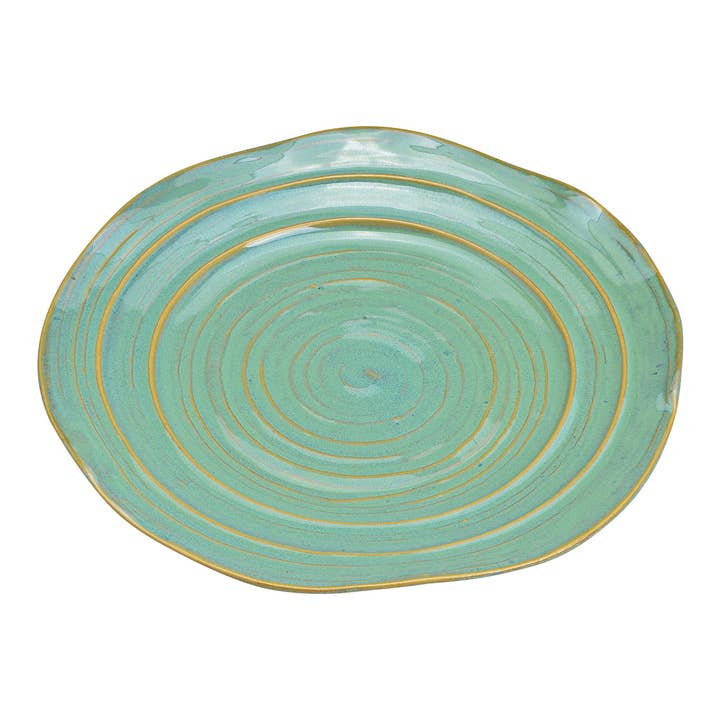 Teller aus Steingut Grün (B/H/T) 25x3x25cm für den Großhandel von Wurm
