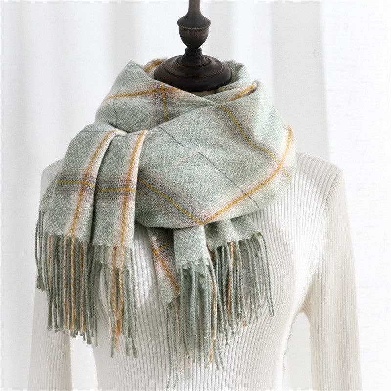 ShieldChic - Wholesale Scarf - Women's - Thickened Imitated Cashmere Plaid Print Shawl Scarf1