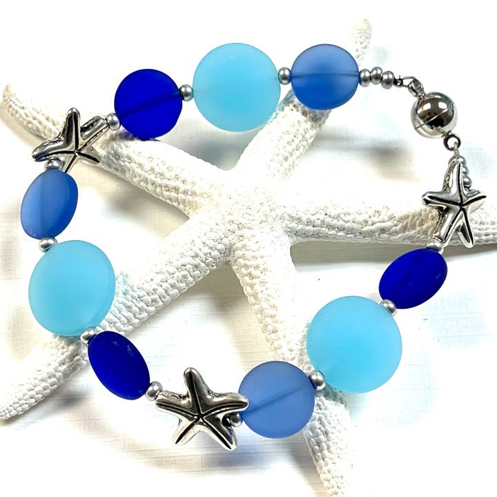 Devi Creations - Wholesale Charm/Dangle Bracelet - Sea Glass Starfish Magnetic Bracelet Assortment