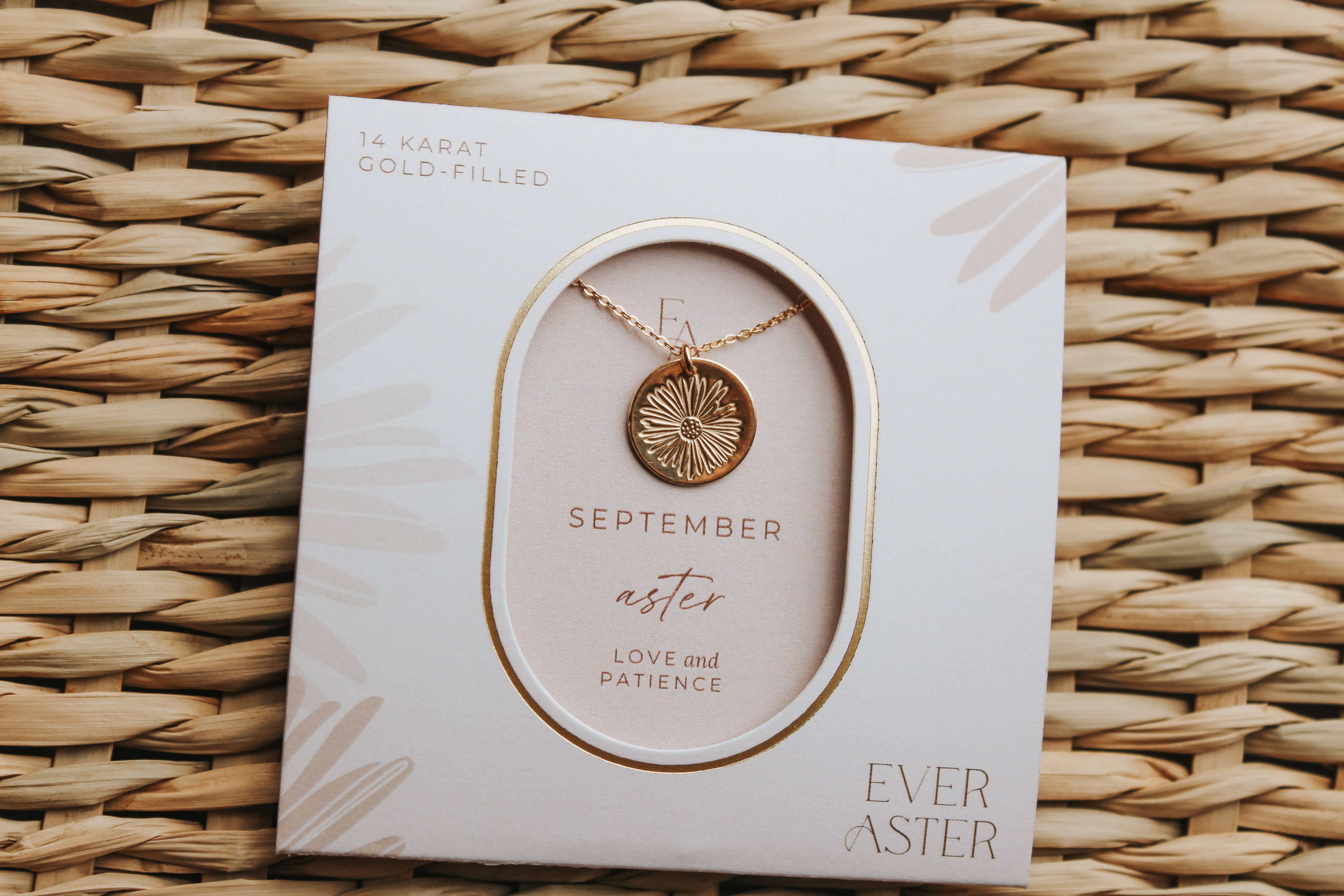 Ever Aster - Wholesale Pendant/Charm Necklace - September Aster Birth Flower Necklace4