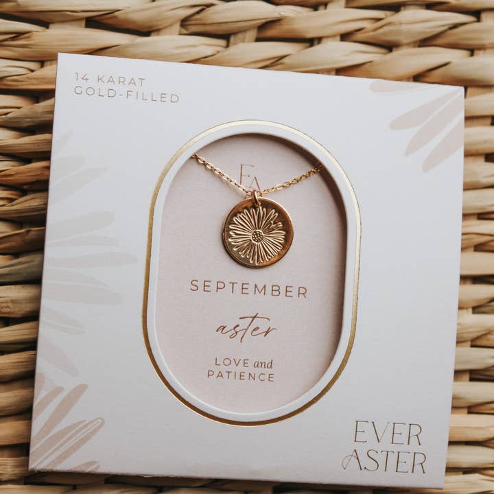 Ever Aster - Wholesale Pendant/Charm Necklace - September Aster Birth Flower Necklace4