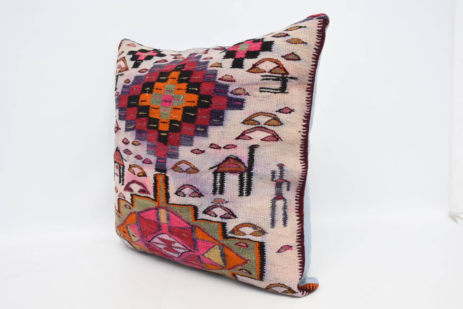 The Loom Wholesale - Wholesale Sierkussensloop - Multicolor Kilim Boheemse Kussen, 28x28 inch Wol3