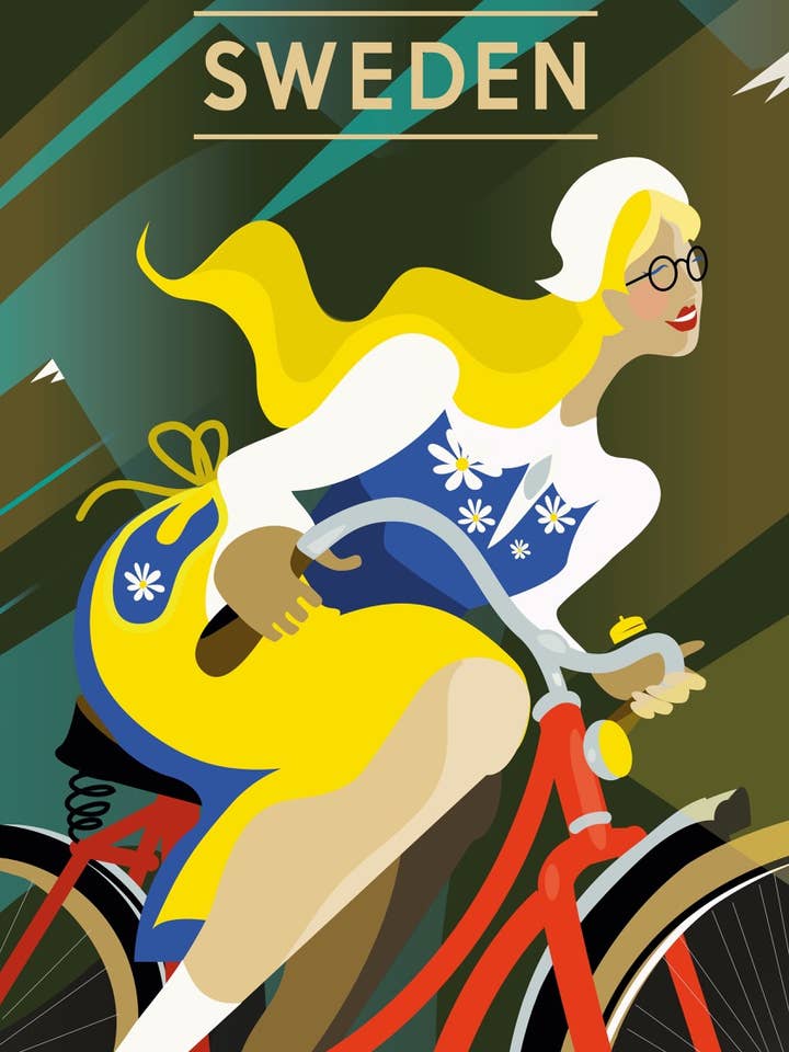 Cykel af Jessica Arevärn, Plakat 50 x 70 cm for engroshandel hos Come to Finland
