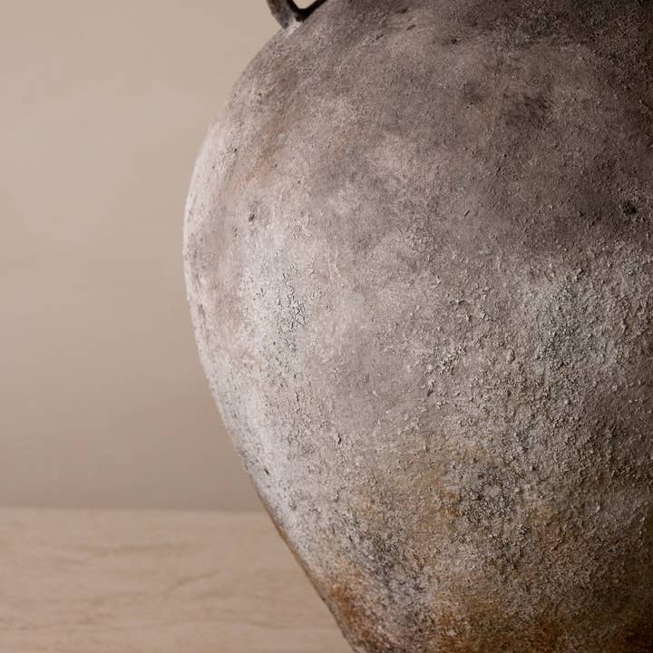 Belaré Home - Wholesale Vase - Lucero Textured Stone Vase - White Rustic Contemporary 21.6H2