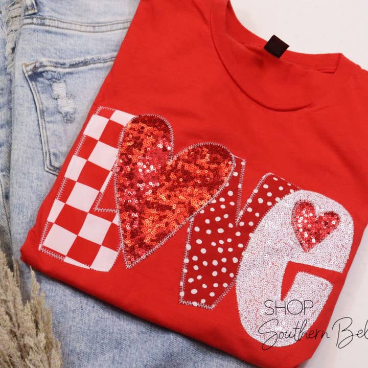 Love Heart Valentine's Day Embroidered Short Sleeve for wholesale by Shop Southern Belle