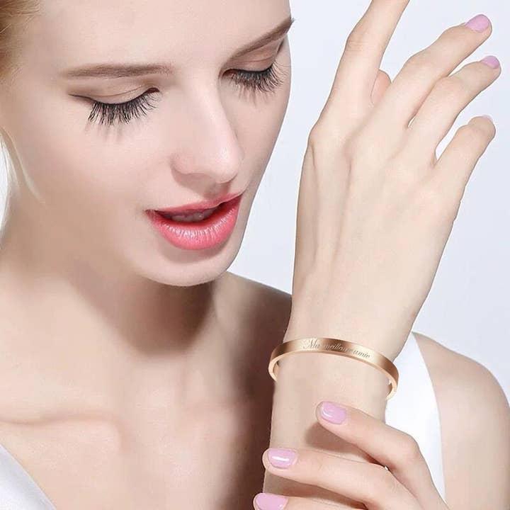 Reference Mode - Vente Bracelet jonc - Bracelet acier inoxydable avec message Les copines d'abord