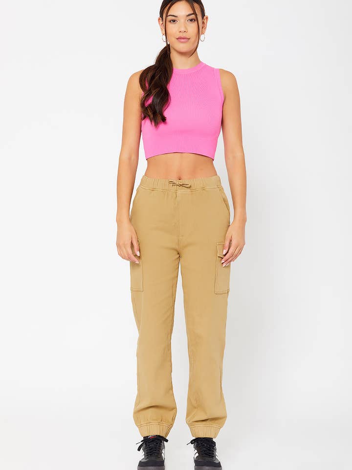 High-rise cotton knit cargo joggers for wholesale by MONKEY RIDE JEANS