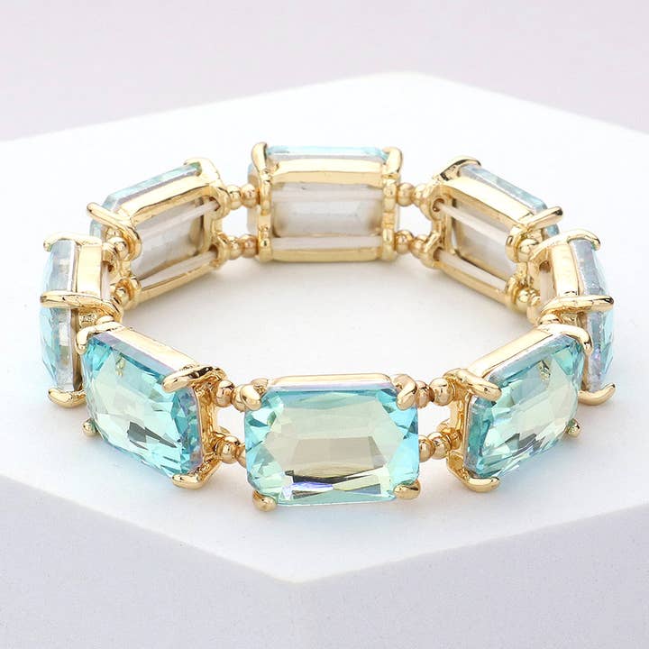 Sensibling Corp. - Wholesale Link & Chain Bracelet - Emerald Cut Stone Stretch Evening Bracelet9