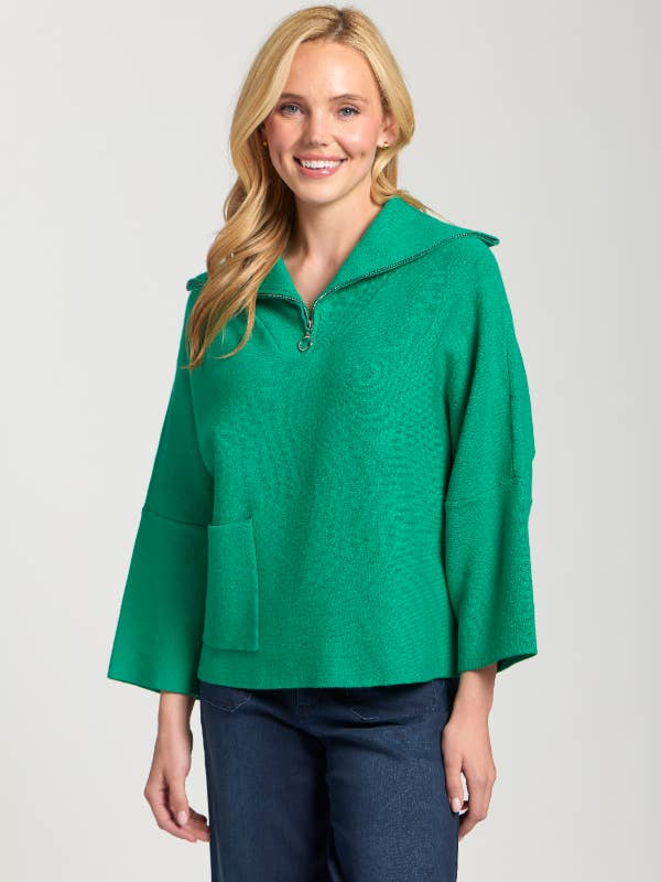 Pulôver com Fecho a Meio - Esmeralda por atacado de APNY