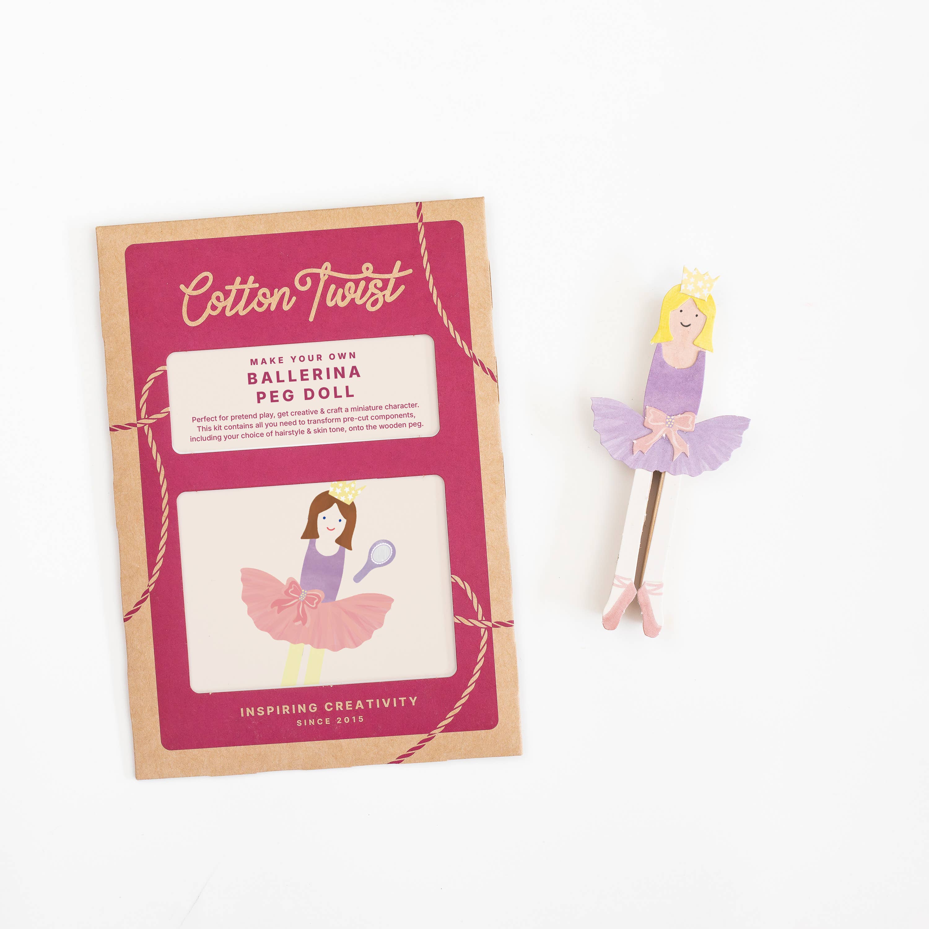 Cotton Twist (USA DUTIES PAID) - Vendita all'ingrosso Kit per lavoretti fai da te - Bambini - Kit per realizzare la tua bambola ballerina con spilla di legno4