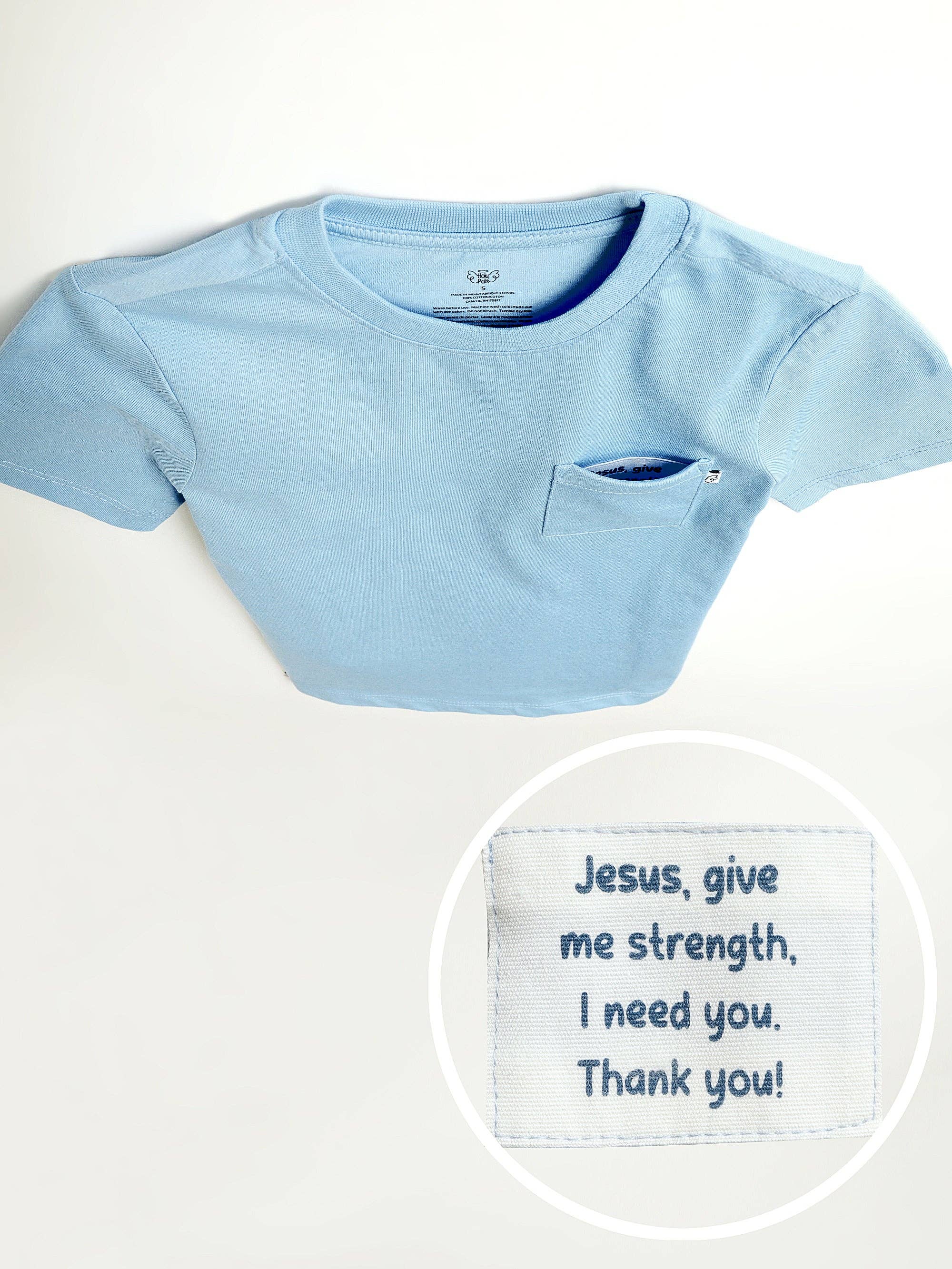 Holy Pals - Vente T-shirt – enfant - T-shirt à manches courtes avec poche de prière bleue en coton2