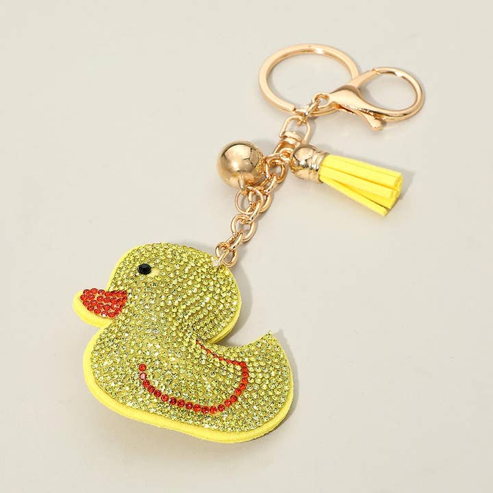 Bling Studded Duck Tassel Keychain Bag Charm for wholesale by Sensibling Corp.