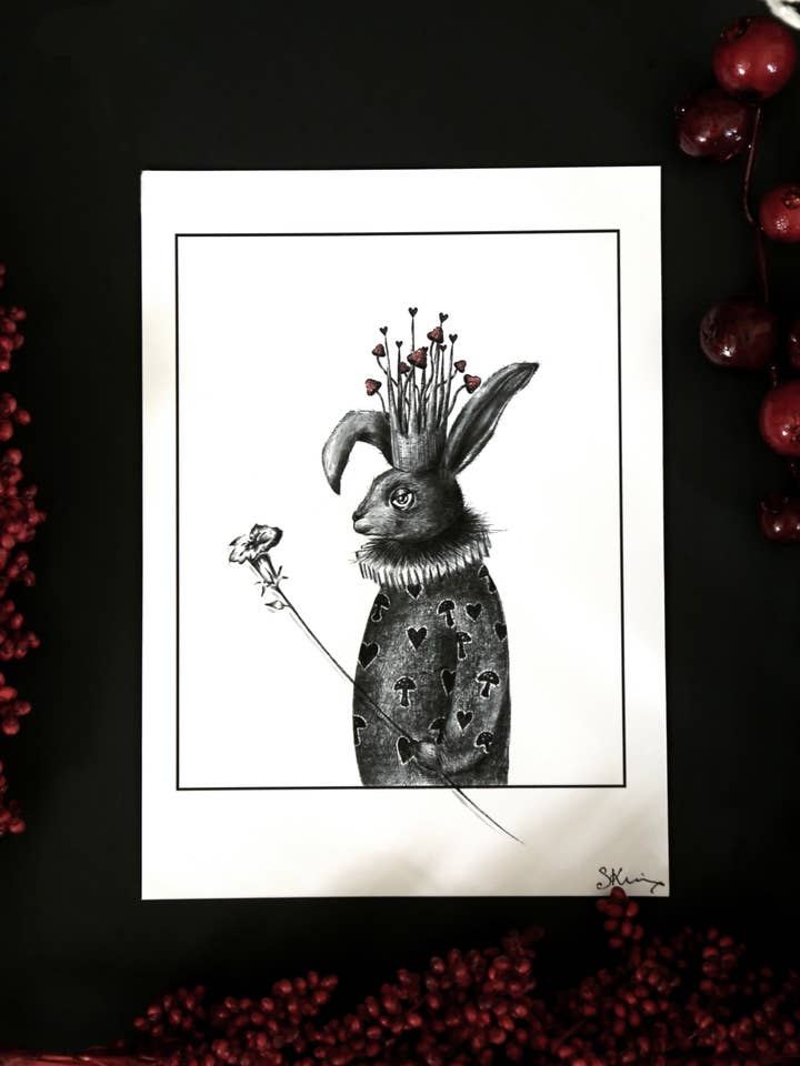 Queen of Hearts Print | Alice In Wonderland | Rabbit Spring for wholesale by ScreamPrintShop