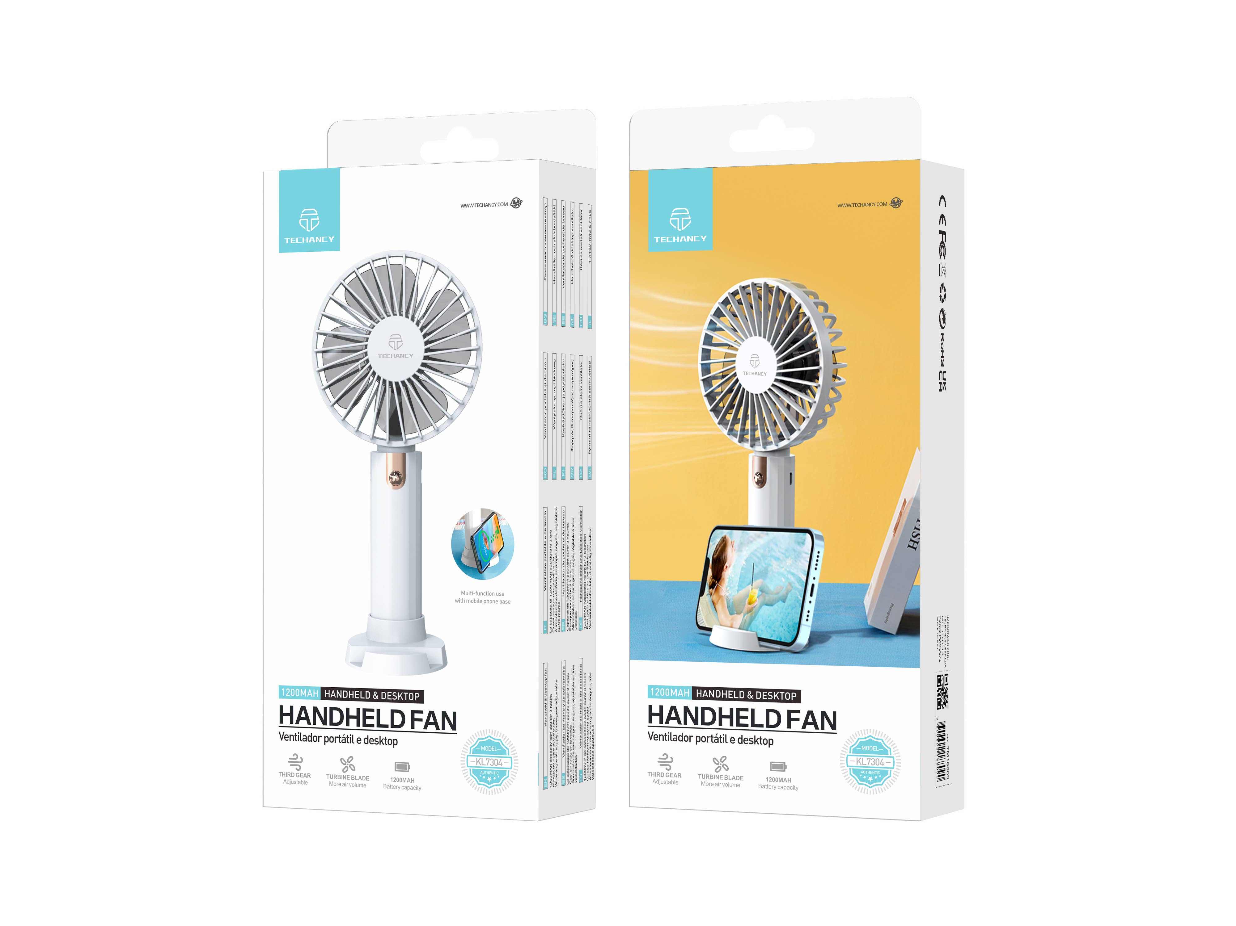 TECHANCY - Vendita all'ingrosso Ventilatore elettrico portatile - Ventilatore portatile TECHANCY ricaricabile USB, mini ventilatore1