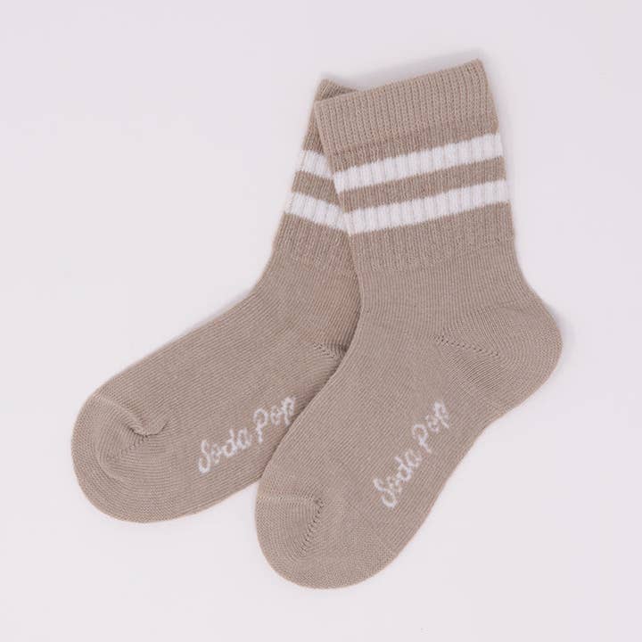 Kids Vintage Sporty Socks - Warm Grey for wholesale by Cribstar