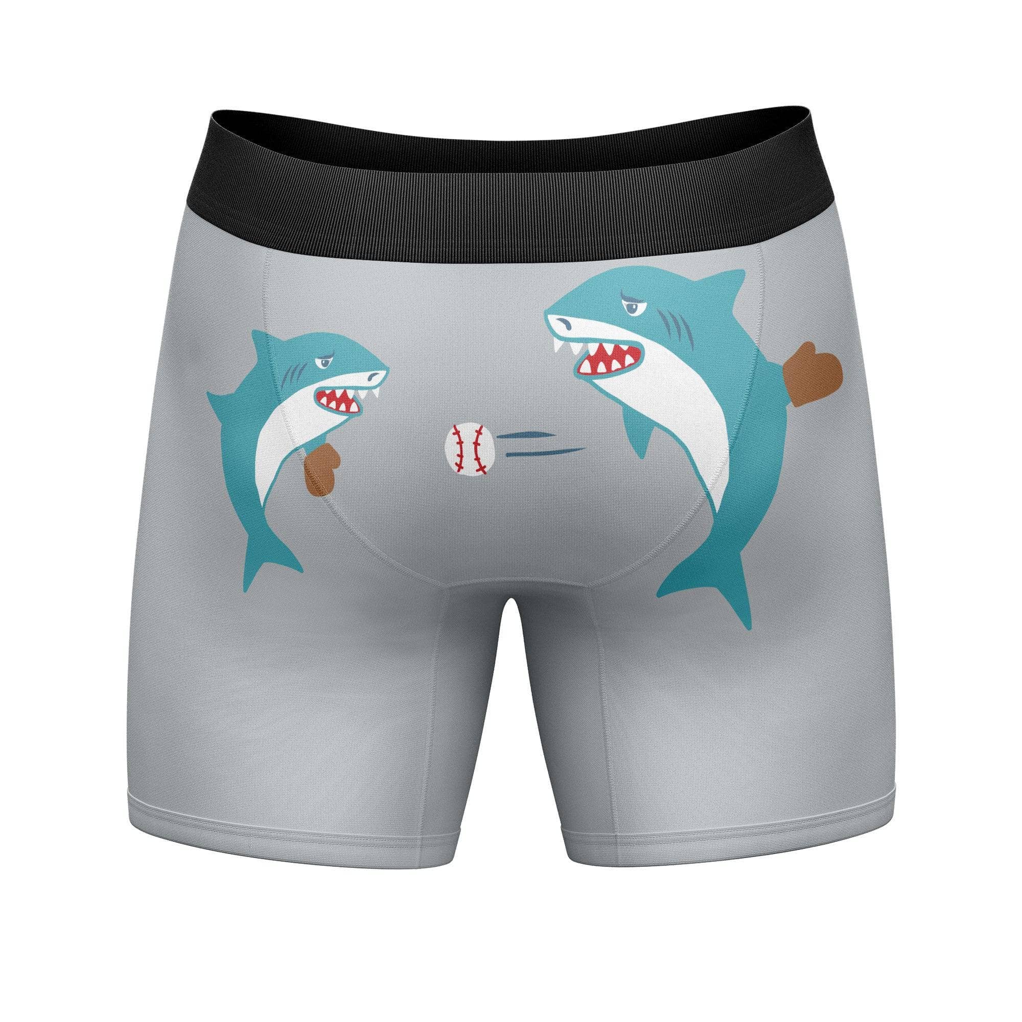 Grey Daddy Shark Funny Fishing Boxer Briefs Cool Mens Underwear for wholesale on Faire2