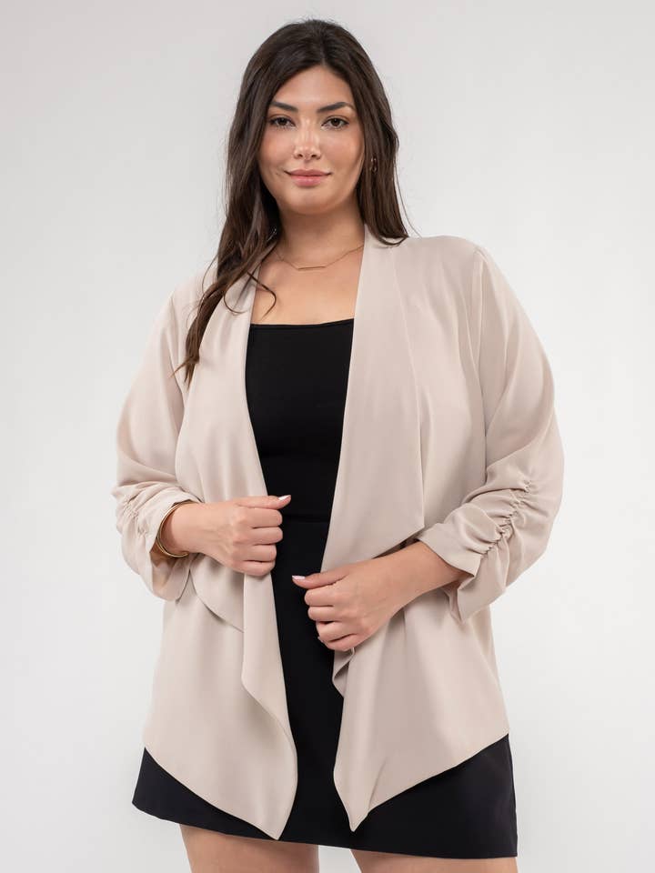 PLUS 3/4 ROUCHED ÆRME BLAZER for engroshandel hos MINE