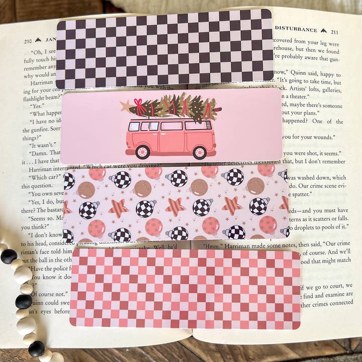 Little Turkey Shoppe - Wholesale Bookmark - Retro Pink Van Christmas Bookmark Set7
