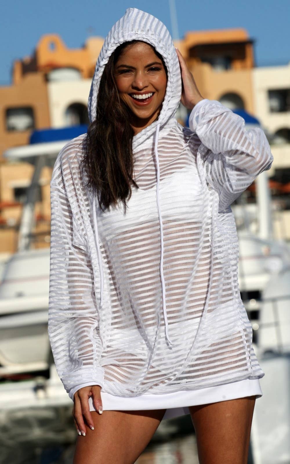 Rayures transparentes Sweat à capuche à enfiler - V458 en vente sur Faire0