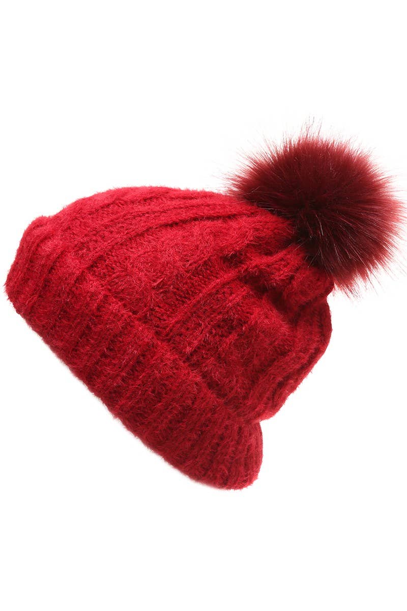 Fashion City - Venta al por mayor Gorro de lana - Mujer - Gorro con forro de sherpa tejido de cable difuso para mujer1