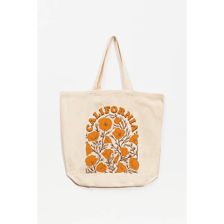 Upper Park Clothing - Wholesale Tote Bag - Women's - California Poppy Vintage Style Tote Bag