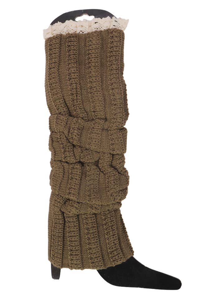 ASSORTED Classic Lace Trim Knitted Knee-high Leg Warmers for wholesale on Faire4