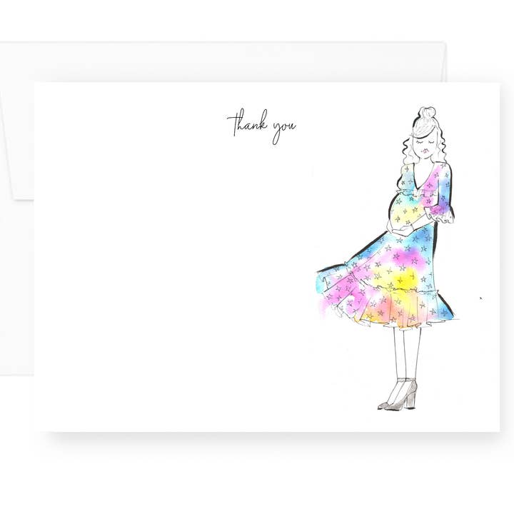 Baby Shower Thank you Flat Note Card Stationery Set for wholesale by Lacee Swan