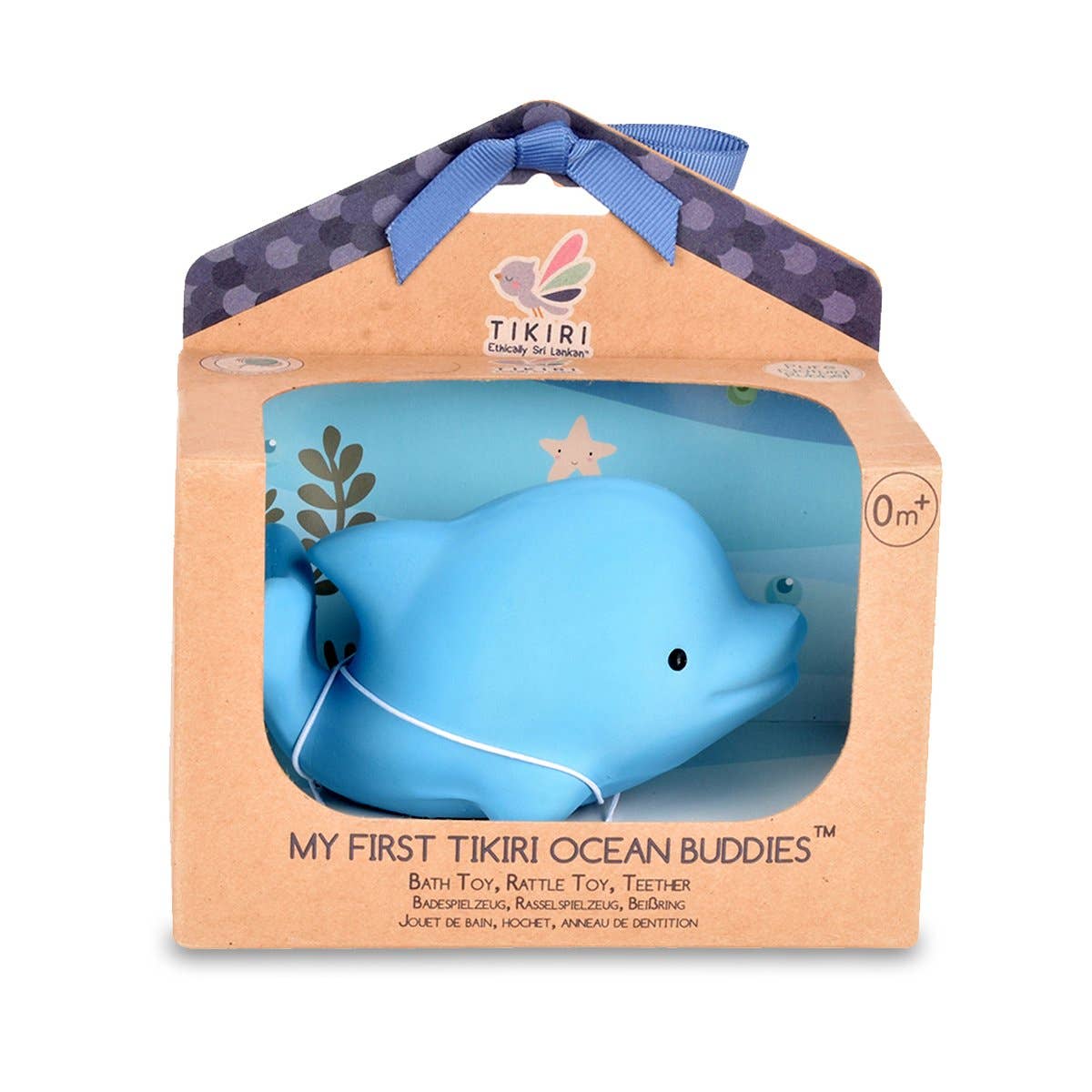 Tikiri Toys LLC - Wholesale Bath Toy - Baby - Dolphin Natural Organic Rubber Teether, Rattle & Bath Toy1