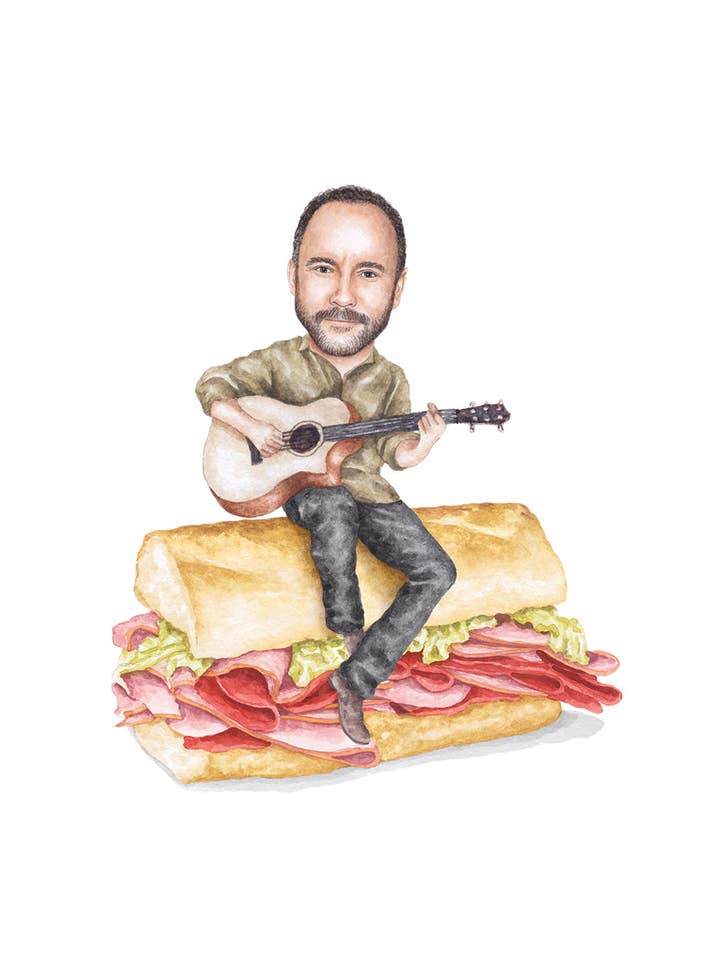 Dave Matthews - Watercolor Print for wholesale by Celebs on Sandwiches