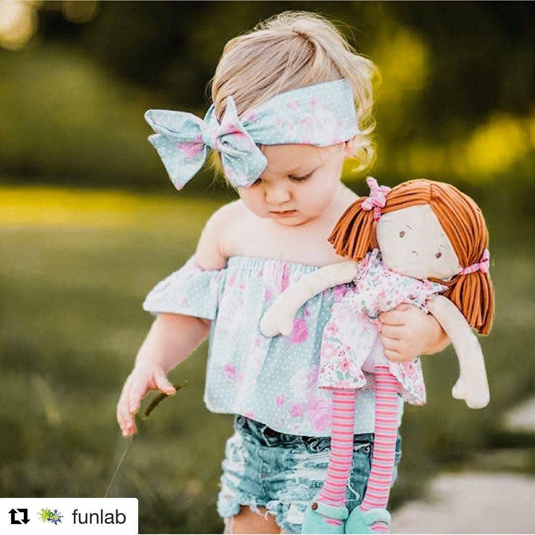 Tikiri Toys LLC - Wholesale Doll - Kids - Katy  Dark Brown Hair with Pink and Sea Green Dress5