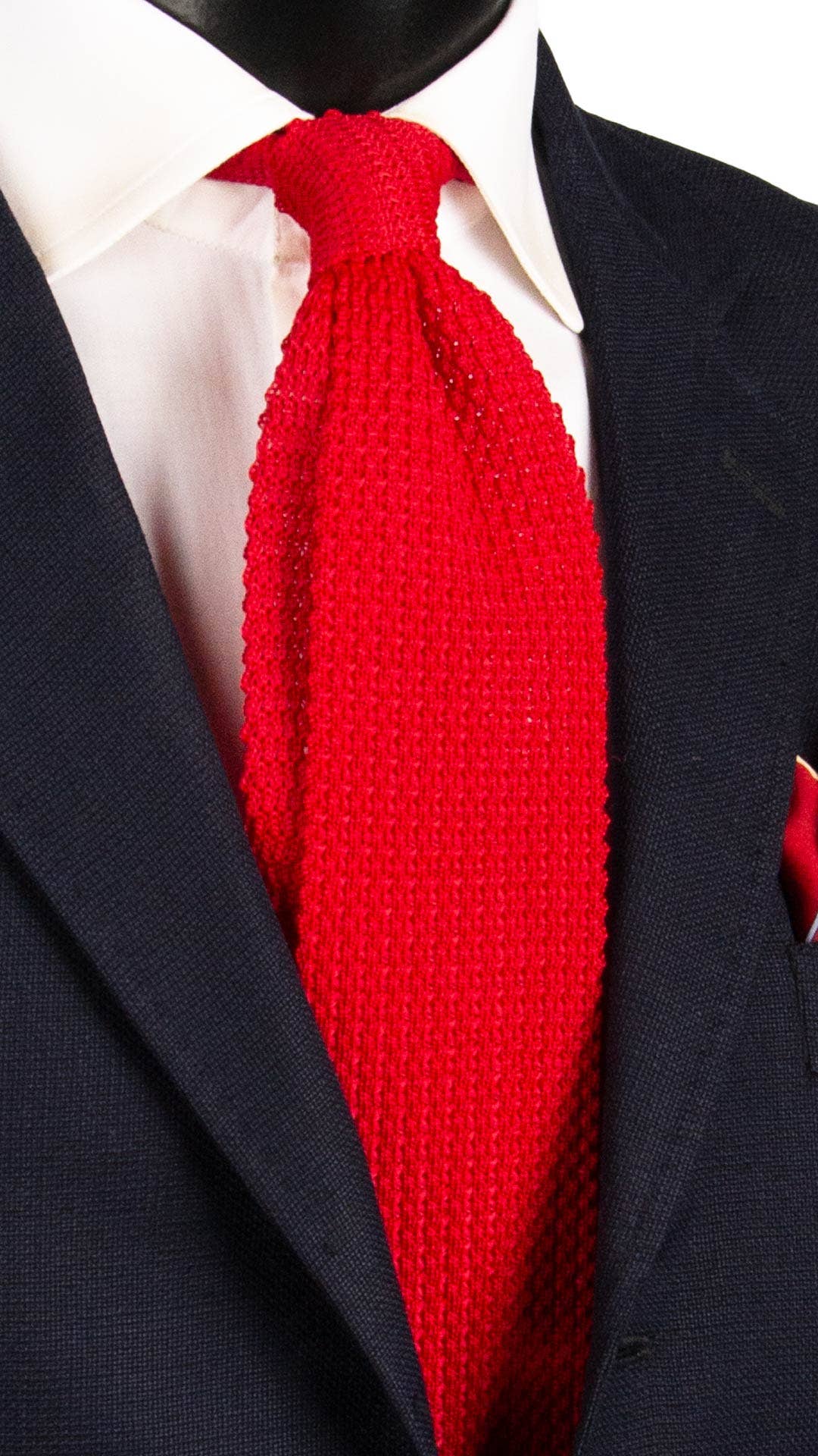 Graffeo Cravatte – wholesale Necktie – Men’s – Solid Red Silk Knit Tricot Tie TRI9400