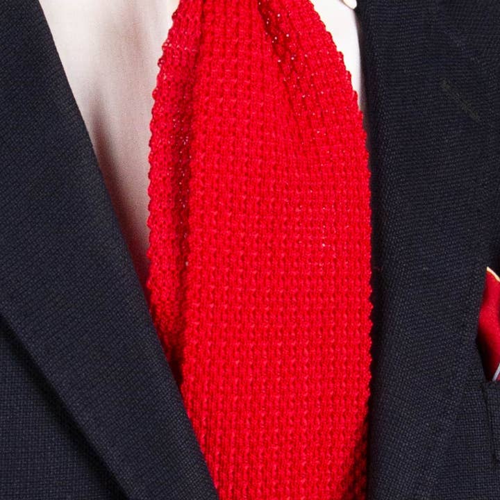 Graffeo Cravatte - Vente Cravate – homme - Cravate Tricot en Maille de Soie Rouge Unie TRI940