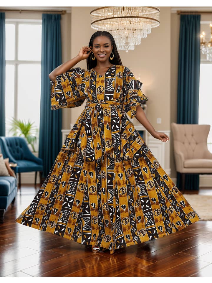 KaraChic - Wholesale Top & Skirt Set - Women's - 7796 - Authentic African Print 2pc Wrap Top & Skirt Set3