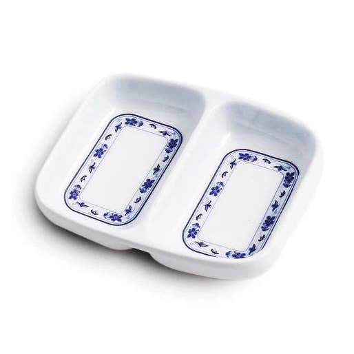 EcoQuality - Wholesale Dish - Double Sauce Dish Peony Melamine White0