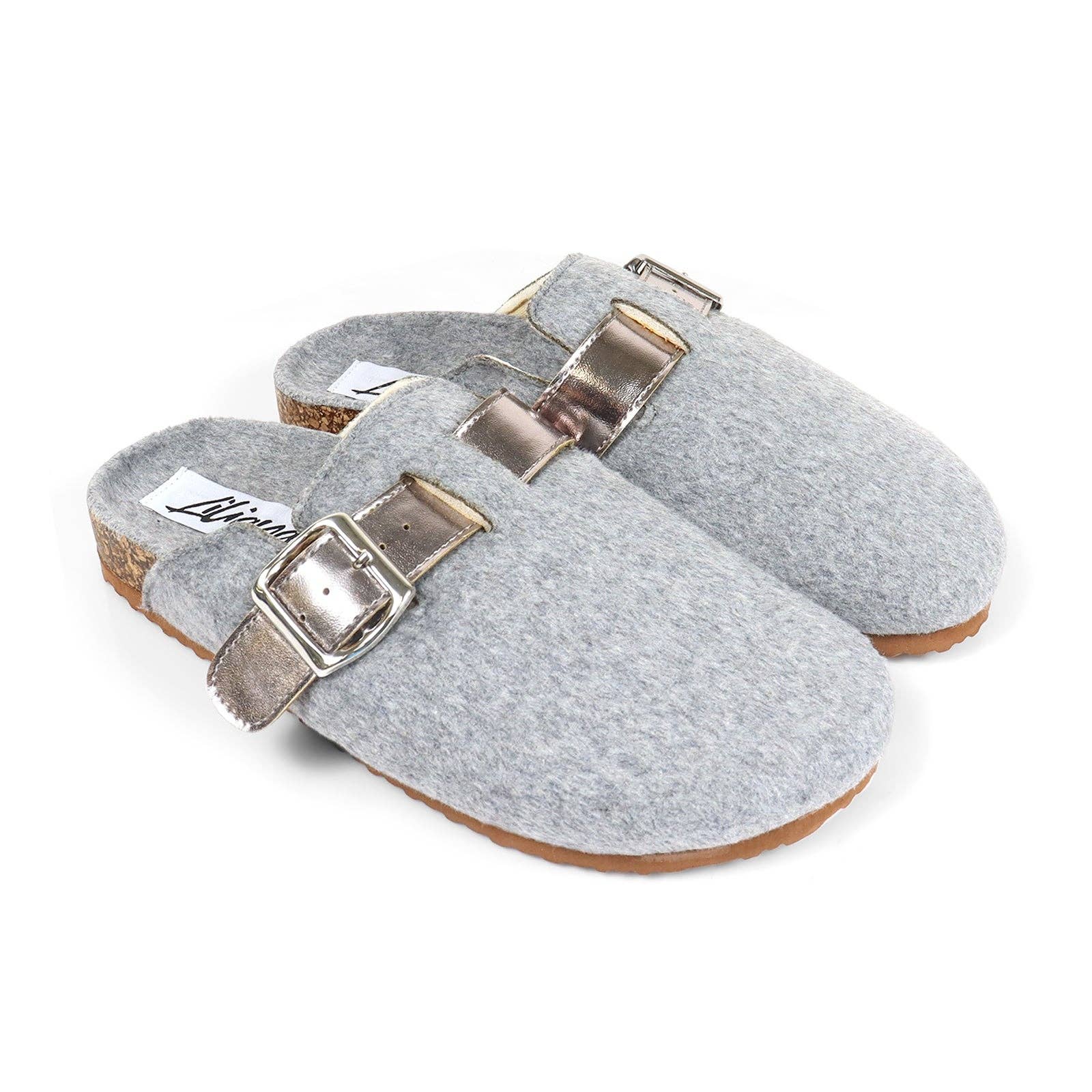CAMILE-3 FUR BOSTON SOFT FOOTBED CLOGS GREY FELT for wholesale on Faire1