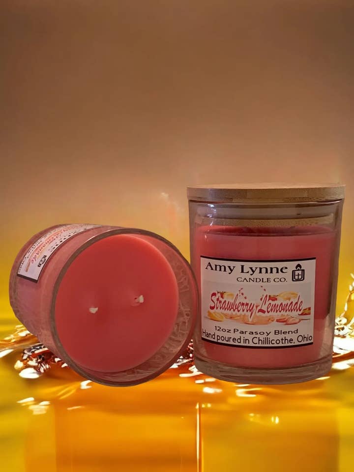 Candela alla limonata alla fragola per la vendita all'ingrosso da parte di Amy Lynne Candle Company