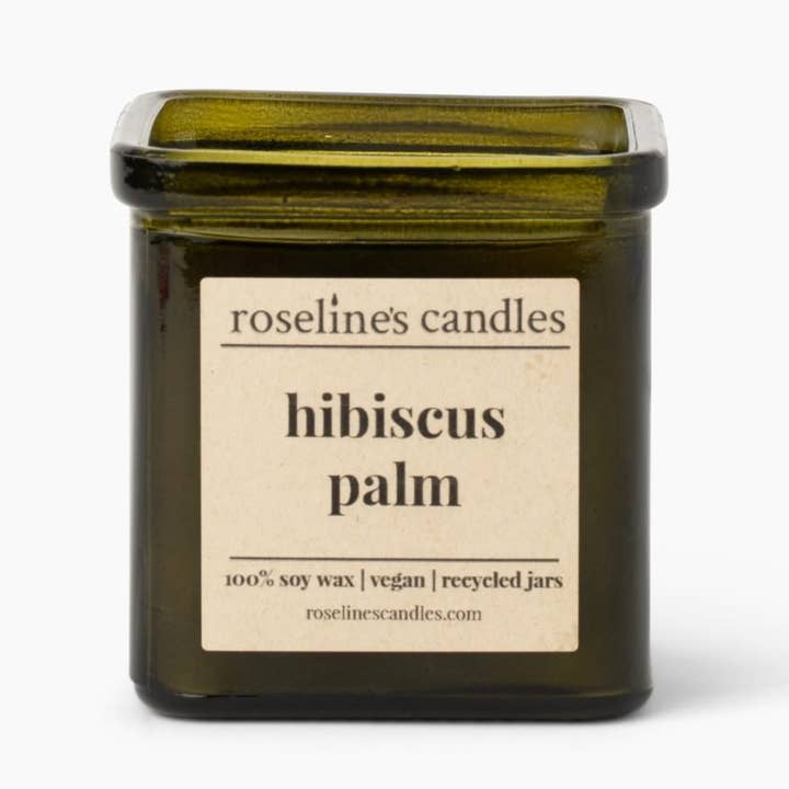 Hibiscus Palm - 8 oz Soy Candle - Recycled Glass Jar for wholesale by Roseline's Candles