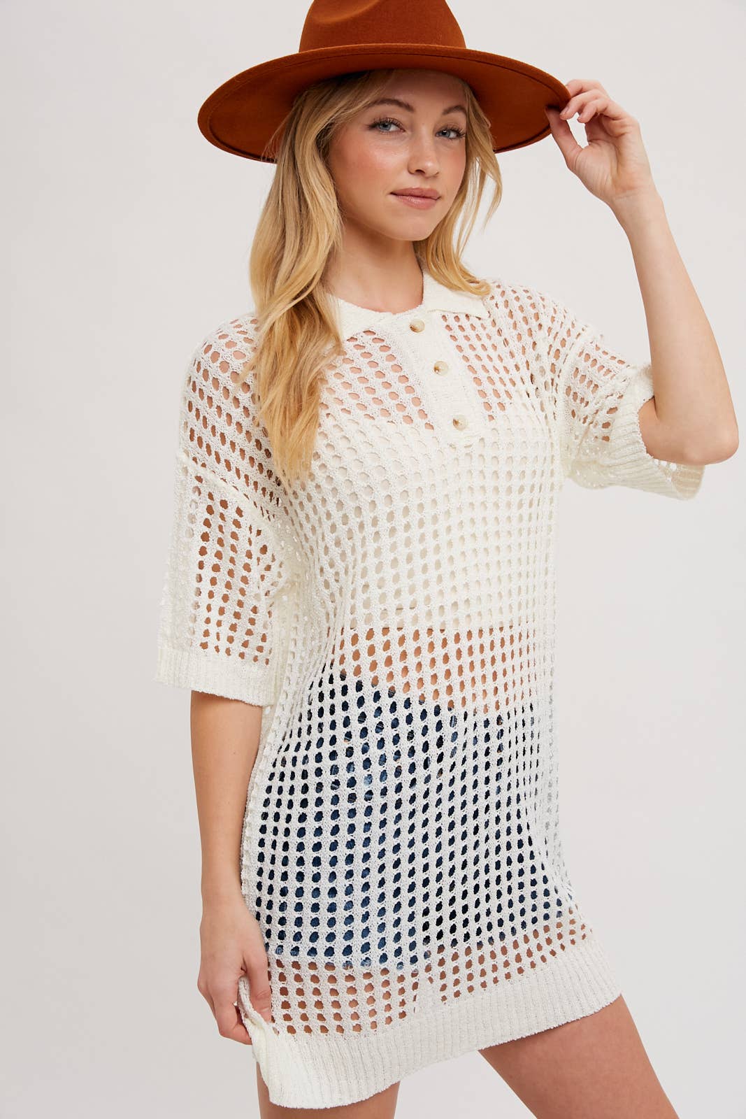 Bluivy - Wholesale Tunic - Women's - OPEN KNIT POLO SHIRT KNIT TUNIC3