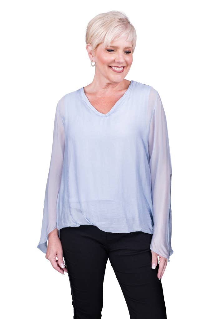 TINA Stephens Italy/Tees By Tina - Wholesale Blouse - Women's - Tiffany Silk Butterfly Bottom Open Wrist (BLS218)11