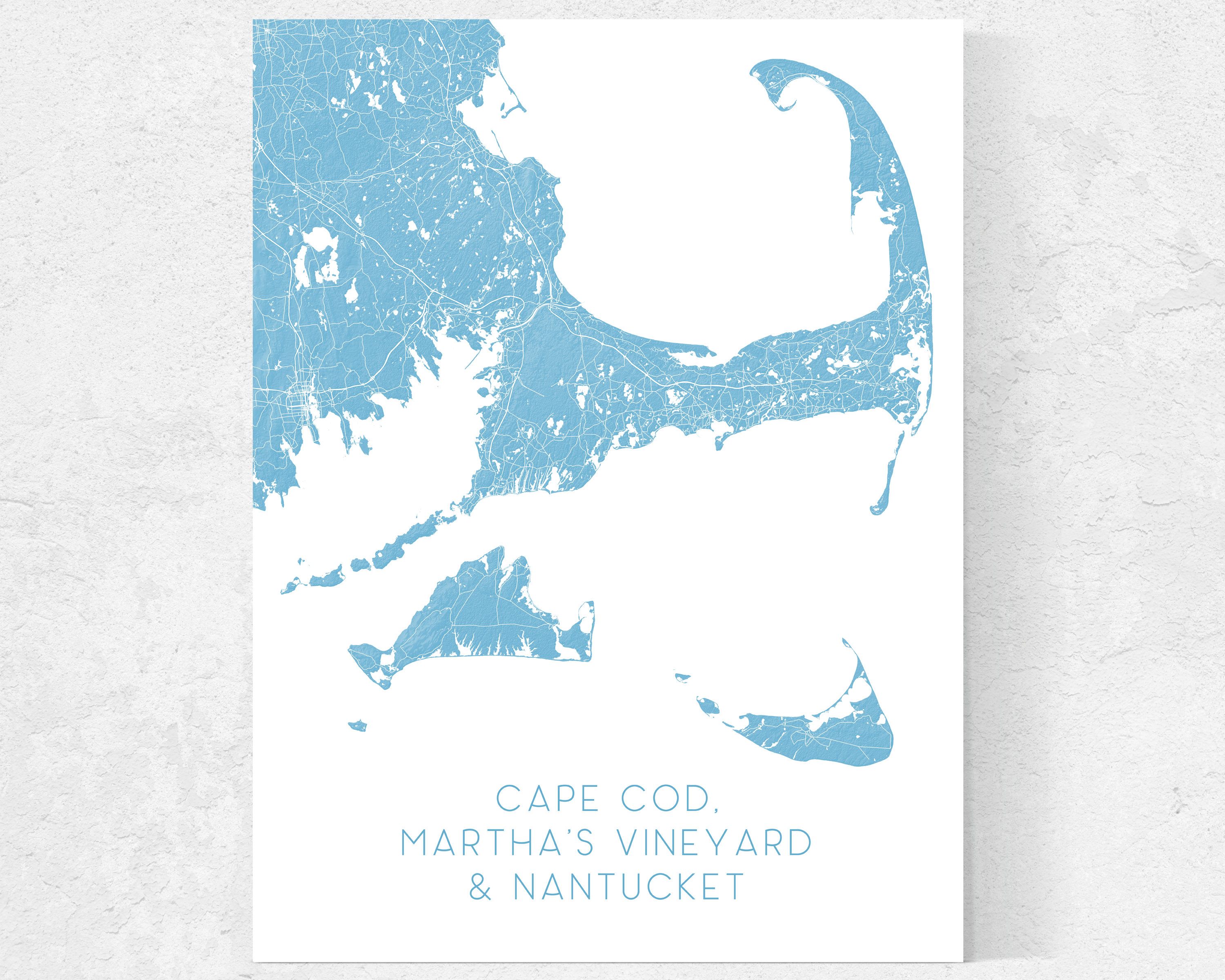 Maps As Art - Wholesale Art Print - Cape Cod, Nantucket, Martha's Vineyard Island Map Art Print1