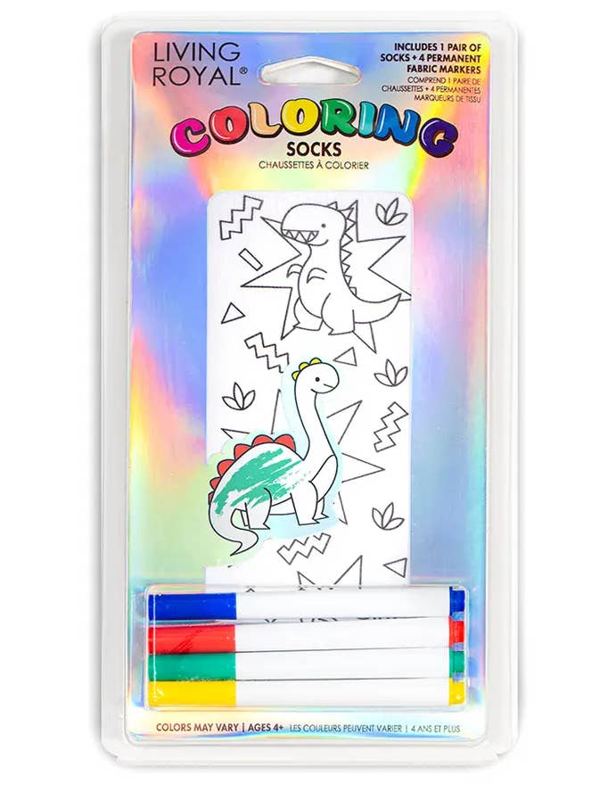 Chaussettes à la cheville - Kit de coloriage à faire soi-même - Days of the Dinosaurs pour la vente par Living Royal