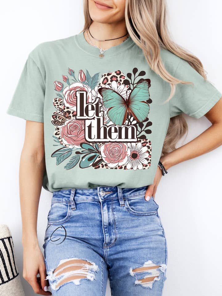 Let Them Butterfly Graphic Tee for wholesale by CMD Wholesale