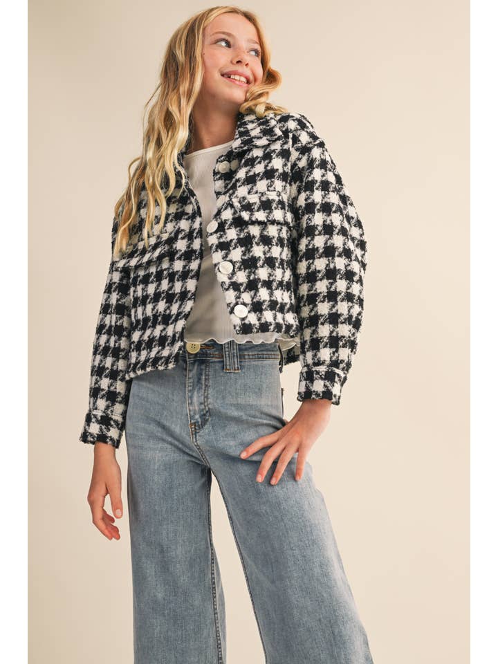 heart and arrow - Wholesale Jacket - Kids - TWEEN KIDS GIRLS Tweed Houndstooth Pattern Jacket (7-14)4
